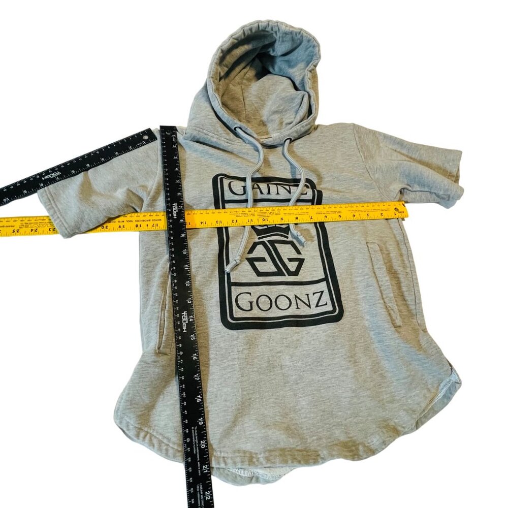 Cainz Goonz Grey Short-Sleeve Hoodie Sweatshirt unisex XS with stretch - Picture 6 of 9